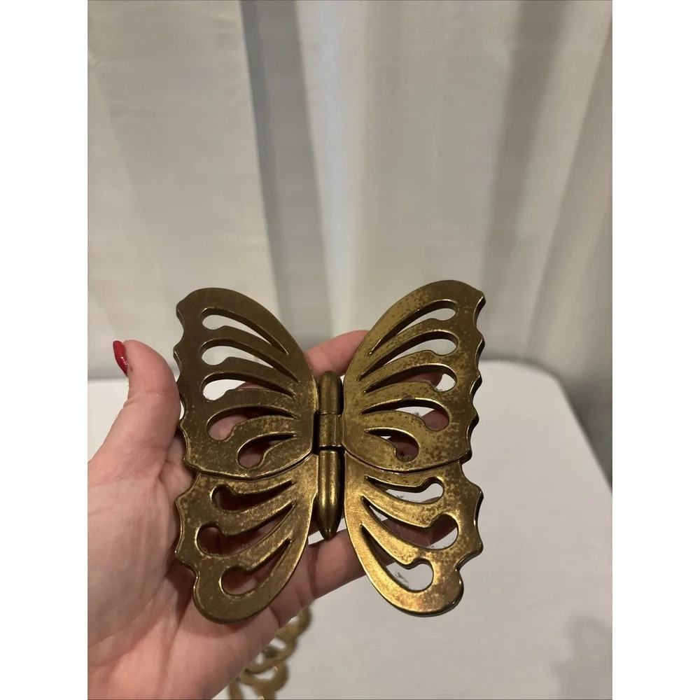VTG Home Interior Butterflies Hinged Plastic Golden Wall Hanging~ Set Of 3